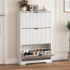 Fluted Shoe Cabinet Storage for Entryway with 3 Flip Drawers