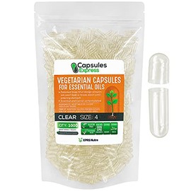 XPRS Nutra tamaño 4 cápsulas vacías – Cápsulas vegetales pequeñas transparentes para aceites esenciales – Capsules Express cápsulas vegetales vacías p