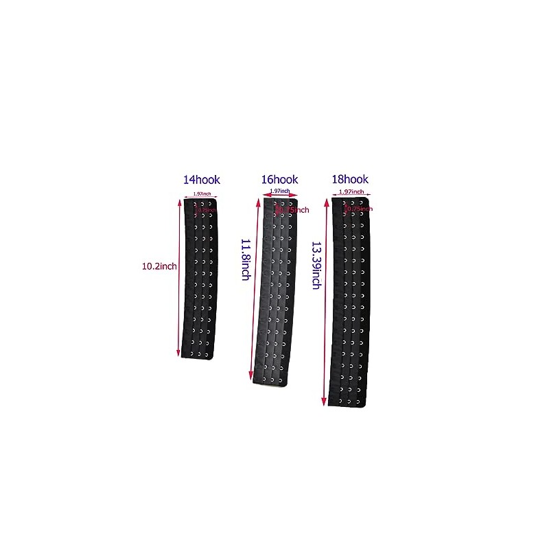 2pcs Corset Extender Waist Extender Black Color (16 hooks)