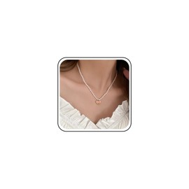 Dervivea Boho Pearl Heart Pendant Necklace Vintage Pearl Choker Necklace Gold Tulip Heart Pearl Necklace Heart Pearl Collar Necklace Jewelry for Women