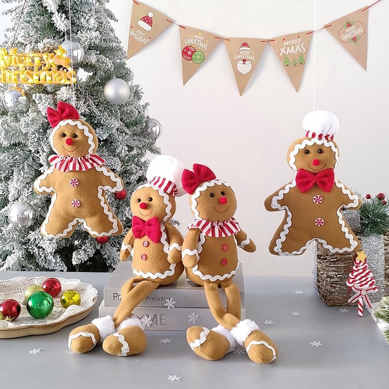 BALONAR 15Inch Large Size Christmas Plush Gingerbread Man Boy Girl