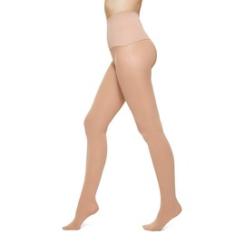 HUE Women's Tights with Yoga Waistband, Natural, 3