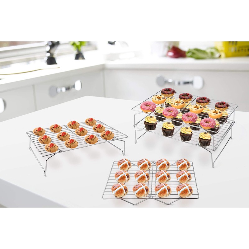 4-Tier Cooling Rack Set, P&P CHEF Stainless Steel Stackable Baking