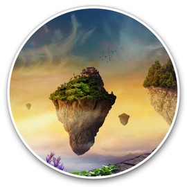 Vinyl Stickers (Set of 2) 10cm - Floating Castle Medieval Fantasy Decals for Laptops,Tablets,Luggage,Scrap Booking,Fridges, 14035