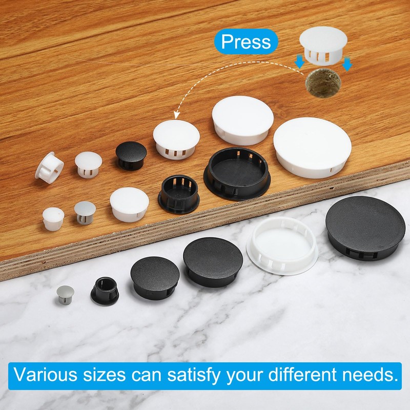 PATIKIL 30pcs 16mm (5/8") Plastic Hole Plugs Flush Type Round