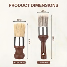 2PCS Wax & Cleaning Brushes for Leather, Wood, Furniture and Car Interiors, Soft Bristle Polish Brush with Ergonomic Handle for Shoe, Bag, Desk and Home Care (Brown)