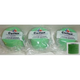 Andover CO-Flex 2"x5Yds Neon Green 3-Pack Cohesive Flexible Elastic Latex Bandage Compression Self Adherent Wrap Kids Children Vet Animals Pets Cats Dogs Horses 3200NG