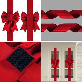 YMrott Christmas Cabinet Bows Festive Ribbons Large X-Mas Door Ribbon Party Decorations, Red