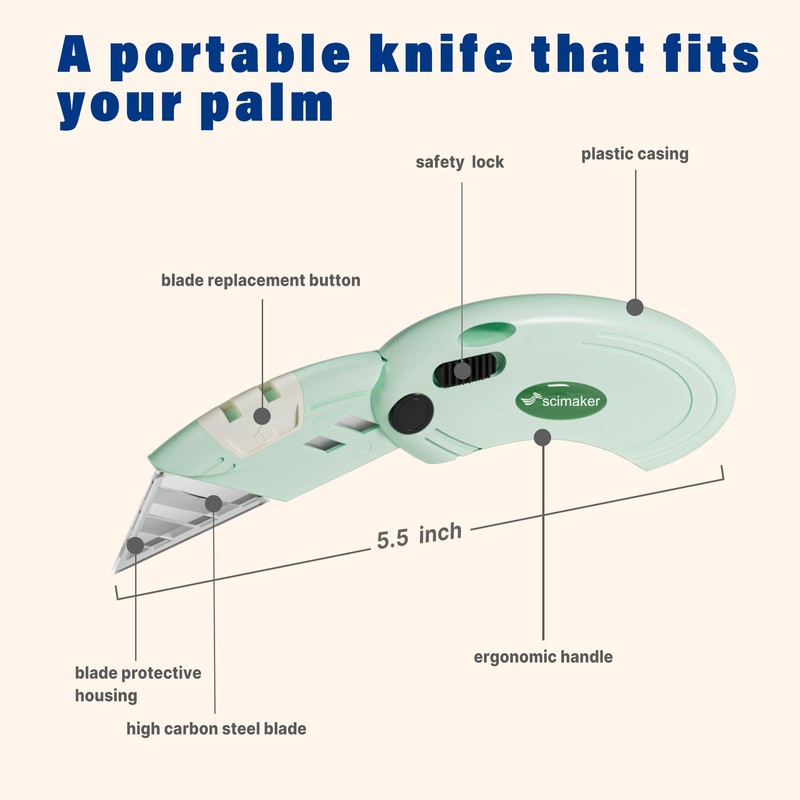 Box Cutters, Lightweight 4- Piece Folding Utility Knives Set, Razor