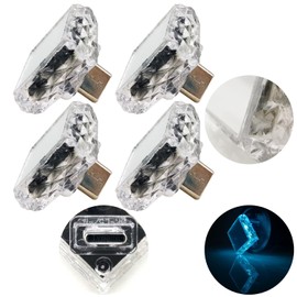 CTRICALVER Mini Night Light Type C Rhombus (Touch) Ice Blue 5V/1A Small Emergency Light Mini Ambient Light PC Material 4 Pieces Suitable for Various Type-C Sockets such as Mobile Power Supplies and