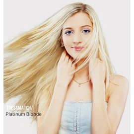 TRESSMATCH 20"-22" Remy Human Hair Clip in Extensions Platinum Blonde (Color #60) Thick to Ends 9 Pieces Full Head Set 4.3oz (122grams)