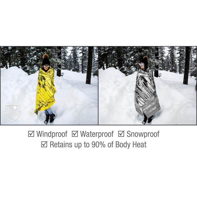 Swiss Safe Emergency Mylar Thermal Blankets + Bonus Space Blanket