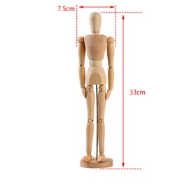 XUBX Wooden Link Doll, 33 cm Wooden Doll, Human Body Mannequin with Stand, Adjustable Links Doll, Drawing Doll, Movable Model Doll for Beginners, Professionals and Artists