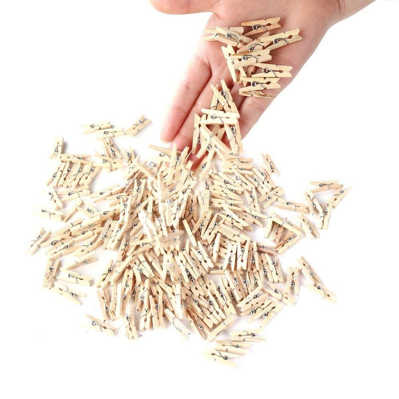Lolly Sticks and Mini Pegs Natural Wooden 200pcs - 100