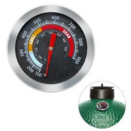 Quantfire Upgrade Replacement Thermometer for M/Minimax Big Green Egg, 2" Grill Temperature Gauge for Big Green Egg Accessories 150-900°F with Waterproof E An Glass Lens