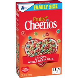 Fruity Cheerios, Heart Healthy Gluten Free Breakfast Cereal, Made with Whole Grain Oats, Family Size, 18.4 oz