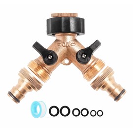 YAAVAAW Brass Garden Hose Pipe Splitter Outside Garden Tap Splitter 2 Way, Double Hose Pipe Connector Multi Tap Connector 2 Way Hose Splitter for Connecting Two Hoses to Outdoor Tap 1/2'' & 3/4''