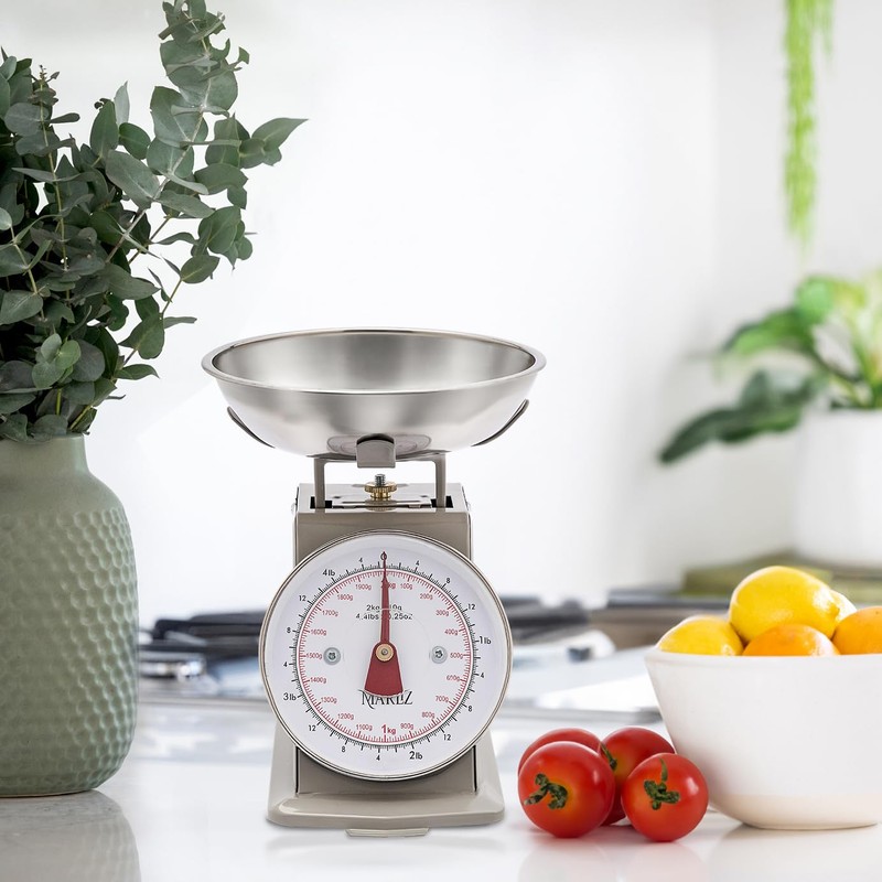 MARLIZ Retro Kitchen Scale 4.4Lb/2Kg with 2 Bowls | Mechanical