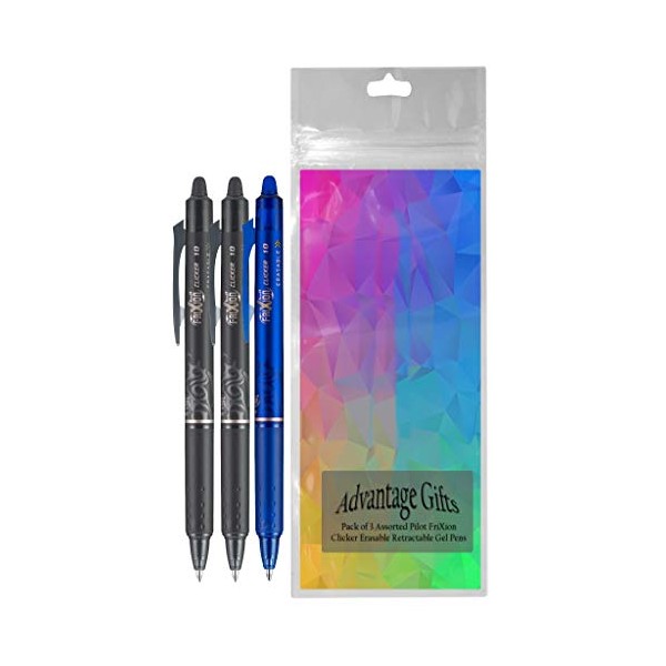 Pilot FriXion Clicker Retractable Erasable Gel Pen, Black/Blue, Bold Point,