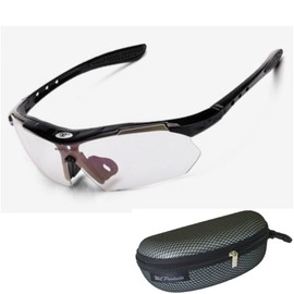[WL Products] Lightweight Sports Sunglasses for Running, Jogging, Cycling, Driving, Asian Fit Nose Pad SPS022 (Black (Clear Lens), Free)