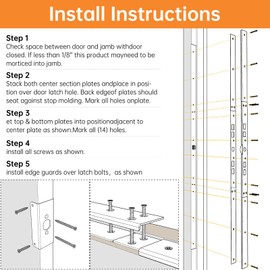 59-1/2 in Jamb Repair and Reinforcement Kit,Door Reinforcement Set for Jamb Frame & Lock Security，Door Jamb Reinforcement Set, Tamper/Corrosion Proof Door Jamb Repair Kit