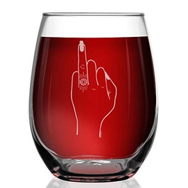 Shop4Ever Just Engaged Wedding Ring Finger Engraved Stemless Wine Glass Bride To Be Gift