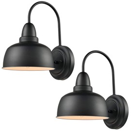 EUL Vintage Gooseneck Barn Light,Indoor/Outdoor Wall Sconces in Black Finish for Porch Set of 2