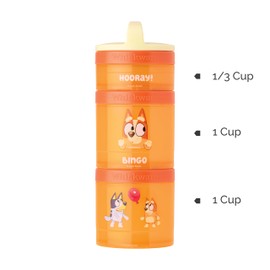 Whiskware Bluey - Contenedores apilables para aperitivos para niños y niños, 3 tazas apilables para la escuela y los viajes, Bluey y bingo, ¡Hurra!