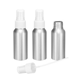 HARFINGTON 3pcs Aluminum Fine Mist Spray Bottles 60ml/2.03oz Metal Small Liquid Alcohol Refillable Travel Container with White Plastic Nozzle Cap for Perfume Skincare Cosmetic Storage Bottle