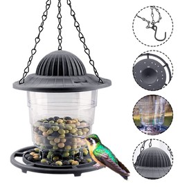 XiXiRan Wild Bird Feeder for Wild Birds, Retractable Bird Feeder for Hanging, Diameter Approx. 13 cm, Height Approx. 17 cm, Plastic, Grey