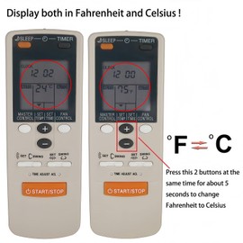 Replacement Remote Control for Fujitsu Air Conditioner Remote Control Model ASU9RD 9366645016 AR-FB5 （Display Both in Fahrenheit and Celsius