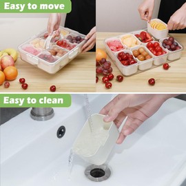 Rtuokad Divided Serving Tray with Lid and Handle,Snack Platters, Protable Snack Box Container for Sweets, Candy, Veggie, Biscuit, Nuts, Fruit, Easy to Carry and Wash (8 Organisers)