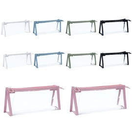 RETON 10 PCS Clear Pencil Case for Exams, Waterproof PVC See Through Pencil Case with Zipper, Clear Plastic Pen Pouch Multipack, Multifunctional Stationery Organizer for Women Kids Student