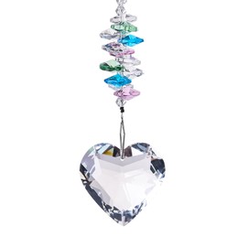 JATYFING Crystal Pet Memorial Suncatcher, Heart-Shaped Hanging Pendant with Paw Print, Colorful Garden Decoration