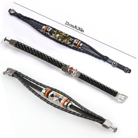 Elie&Eason One Piece Bracelet, 3pcs Skull Bracelets, Skull Jewellery Stainless Steel Anime Bracelet One Piece Bangle Anime Accessories Perfect for Fans, Cosplay, Gifts
