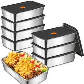 Blushtier 8 Pcs 67oz Stainless Steel Food Storage Containers Reusable Metal Meat Marinating Container with Lids Fruit Lunch Storage Box for Leftovers,Dishwasher and Freezer Safe 2000ML