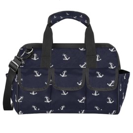 Anchor Black Durable Tool Bag for Men with Multiple Pockets - Waterproof Oxford Cloth, Sturdy Zipper, Adjustable Shoulder Strap - Ideal for Woodworking, Maintenance, and Outdoor Activities