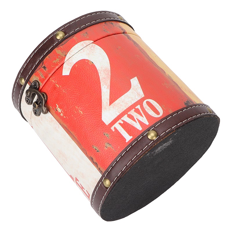 Retro Tissue Box Cylindrical Fashionable PU Leather Wooden Napkin Storage
