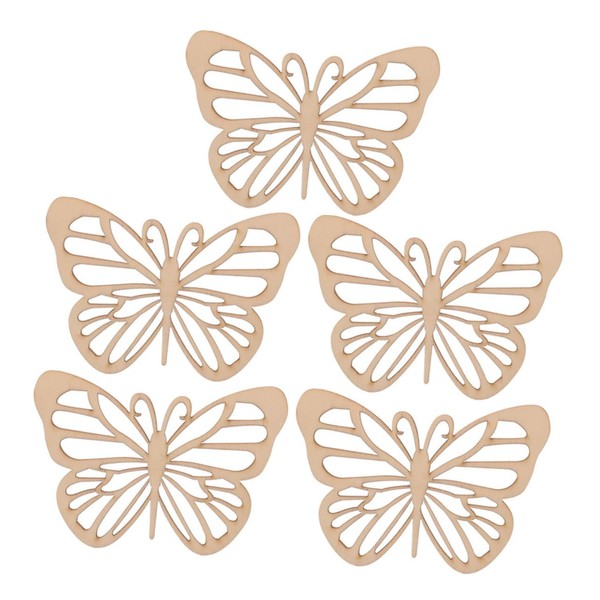 DIYEAH 5pcs Wooden Crafts DIY Supplies Butterfly Shaped Slices Crafts