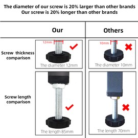 POROHOM 4 PCS Metal Adjustable Height Bed Frame Support Leg, Steel Bed Frame or Wooden Bed Center Slat Support Leg, Sofa Furniture Cabinet Feet Support Leg (5.9''-8.6'')