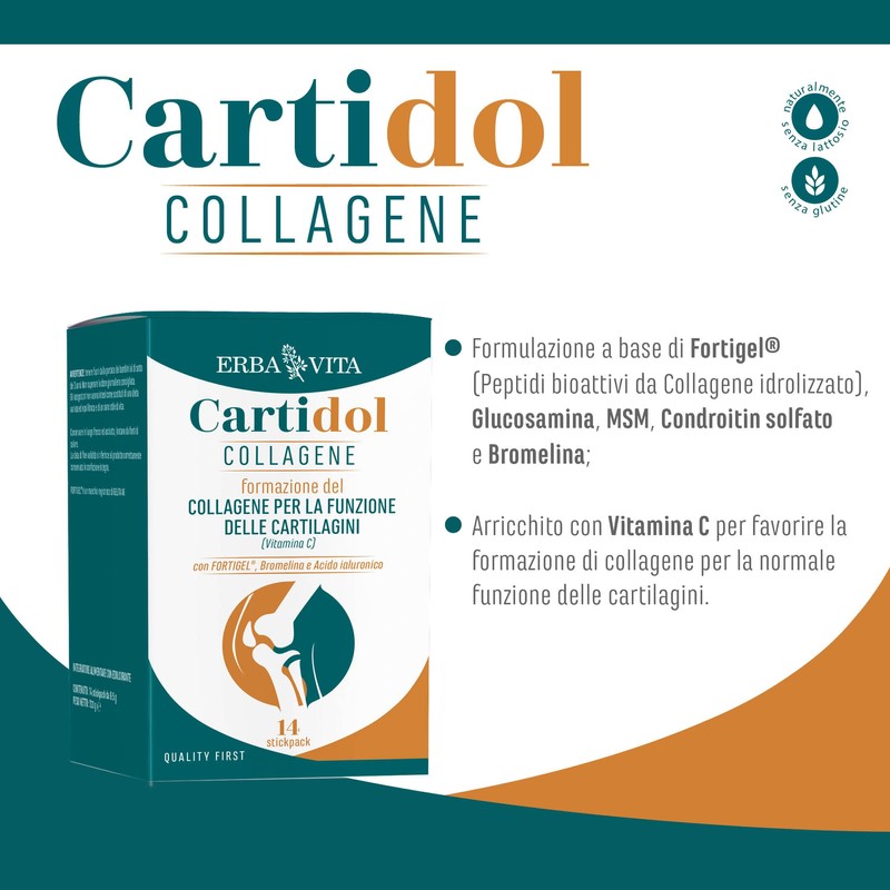 ERBA VITA Cartidol Collagene integratore alimentare in formato stick pack