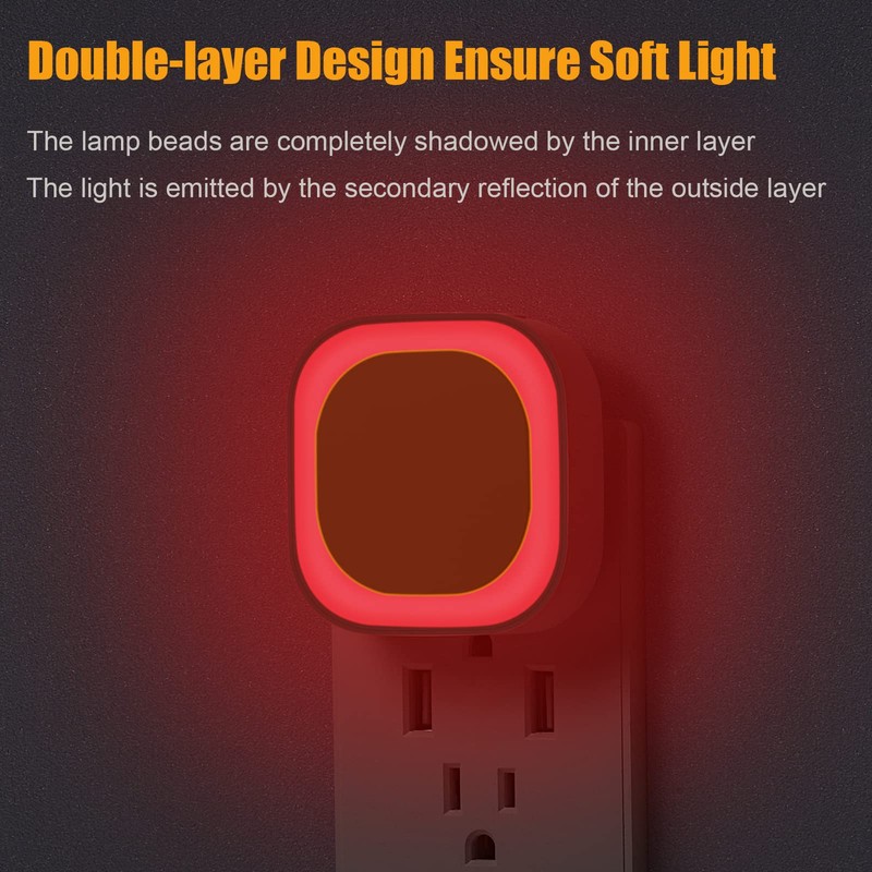 YUNLEX 4 Pack Plug in Dimmable Red Night Light, Auto