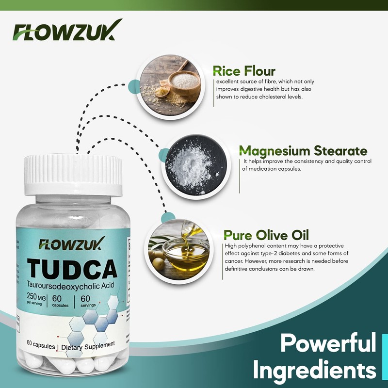 Tudca Tauroursodeoxycholic Acid Liver Support Bile Salt Supplement 60 Capsules