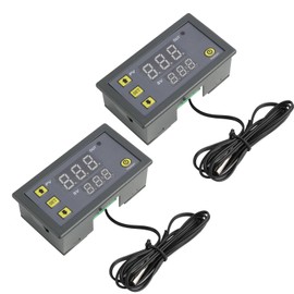 Pack of 2 W3230 AC 110V-220V Digital Temperature Controller, 20A LED Display Thermostat with NTC 10K Sensor Probe, Temperature Control from -50°C to 110°C for Refrigerators, Freezers, HVAC Systems