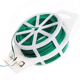 BEADNOVA Twist Tie 328 Feet (100m) Bread Ties Gardening Ties Green Plant Ties Multipurpose Plastic Coated Plant Twist Tie with Cutter for Potted Plants Garden Office and Home