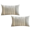 MiOYOOW Boho Throw Pillow Covers, 2Pcs Striped Textured Pillowcases Square