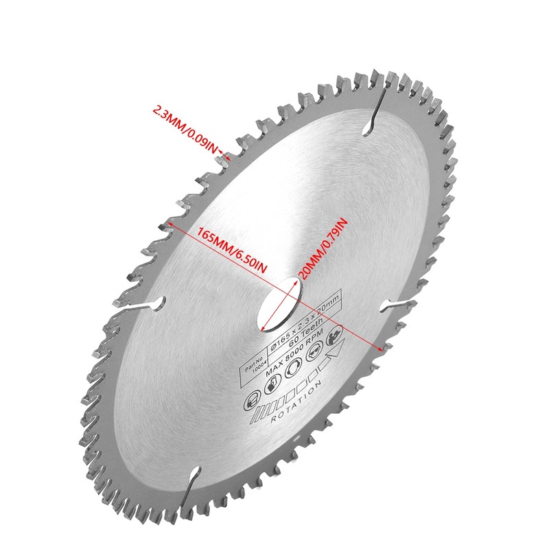 165mm Silver TCT Circular Saw Blade for Wood Cutting 60