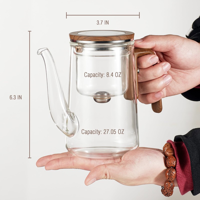 MEDAMOC Enchanti Tea Pot, Glass Magic Teapot with Strainer-800ML