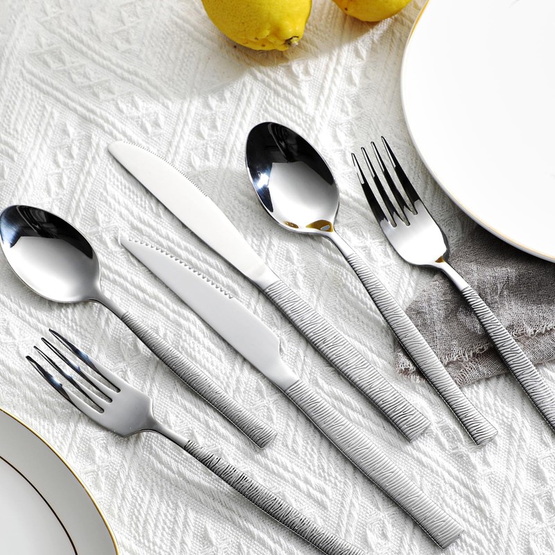 48-Piece Silverware Set,Stainless Steel Flatware Set with Steak Knives for