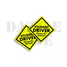 Student Driver Stickers Yellow Safety Decal School Teen Driver 5.5" tall 2-pack